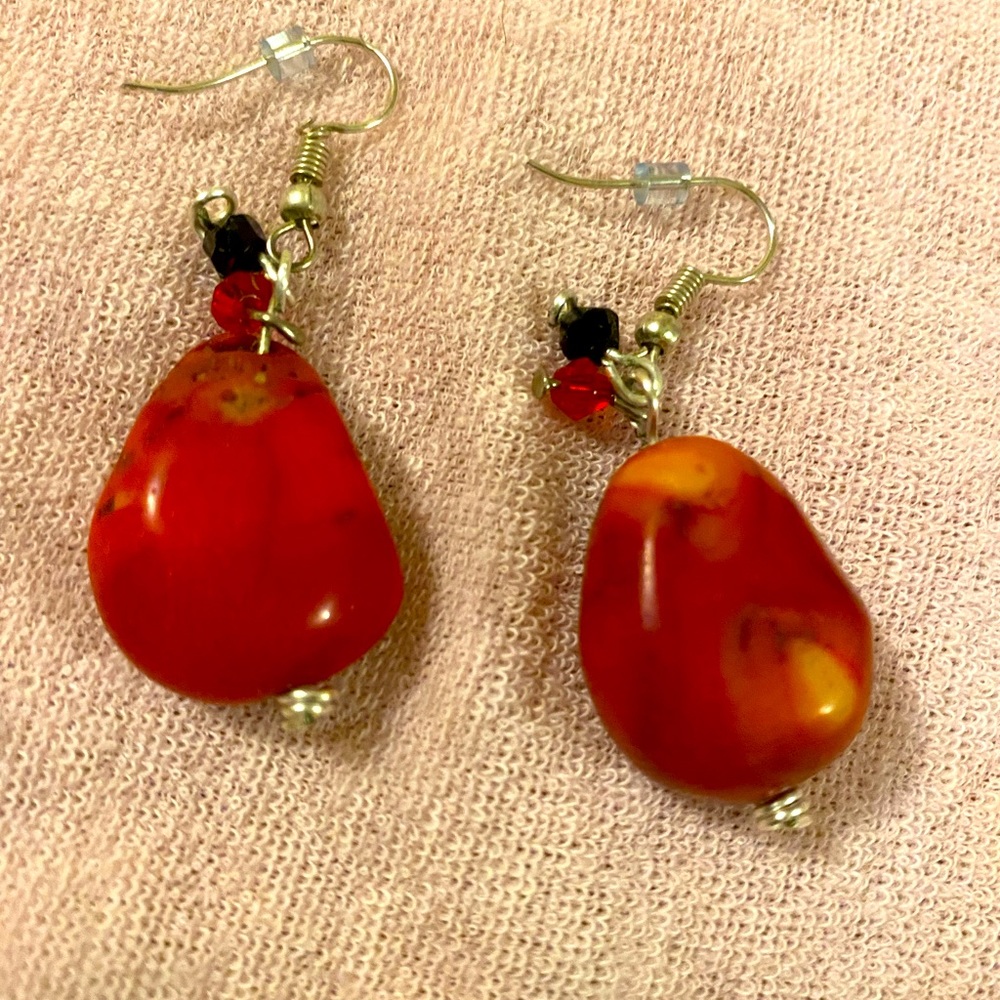 Coral chunks earrings
